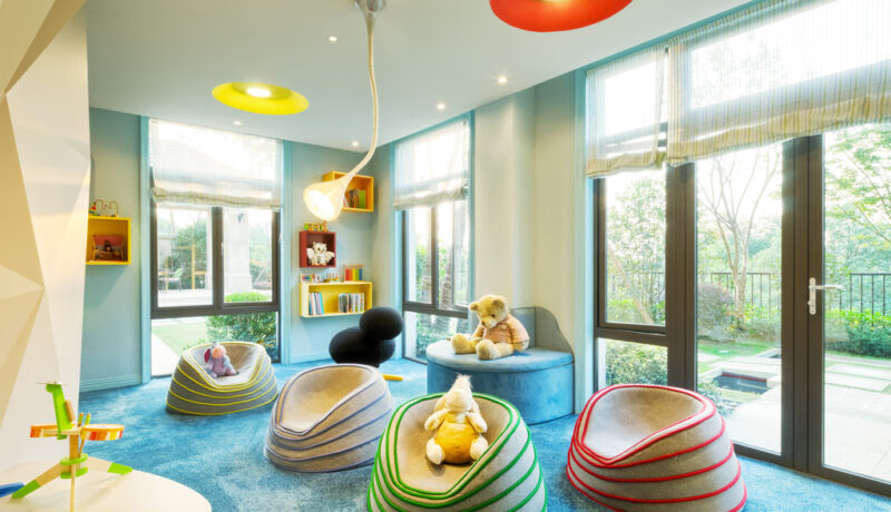 Decoration and toys in modern kids room