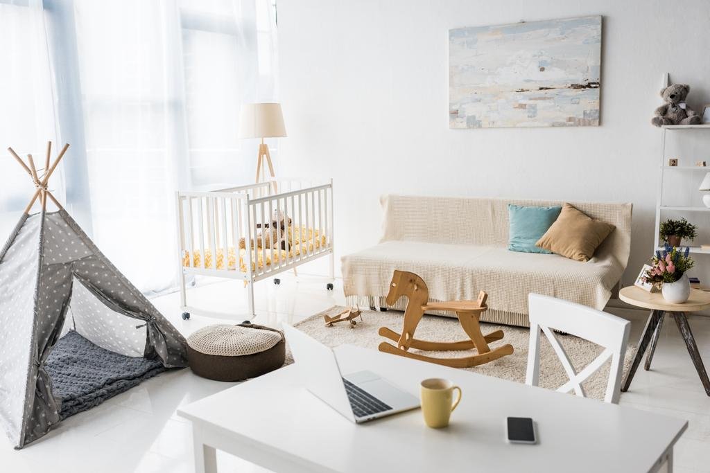 Modern interior design of nursery room